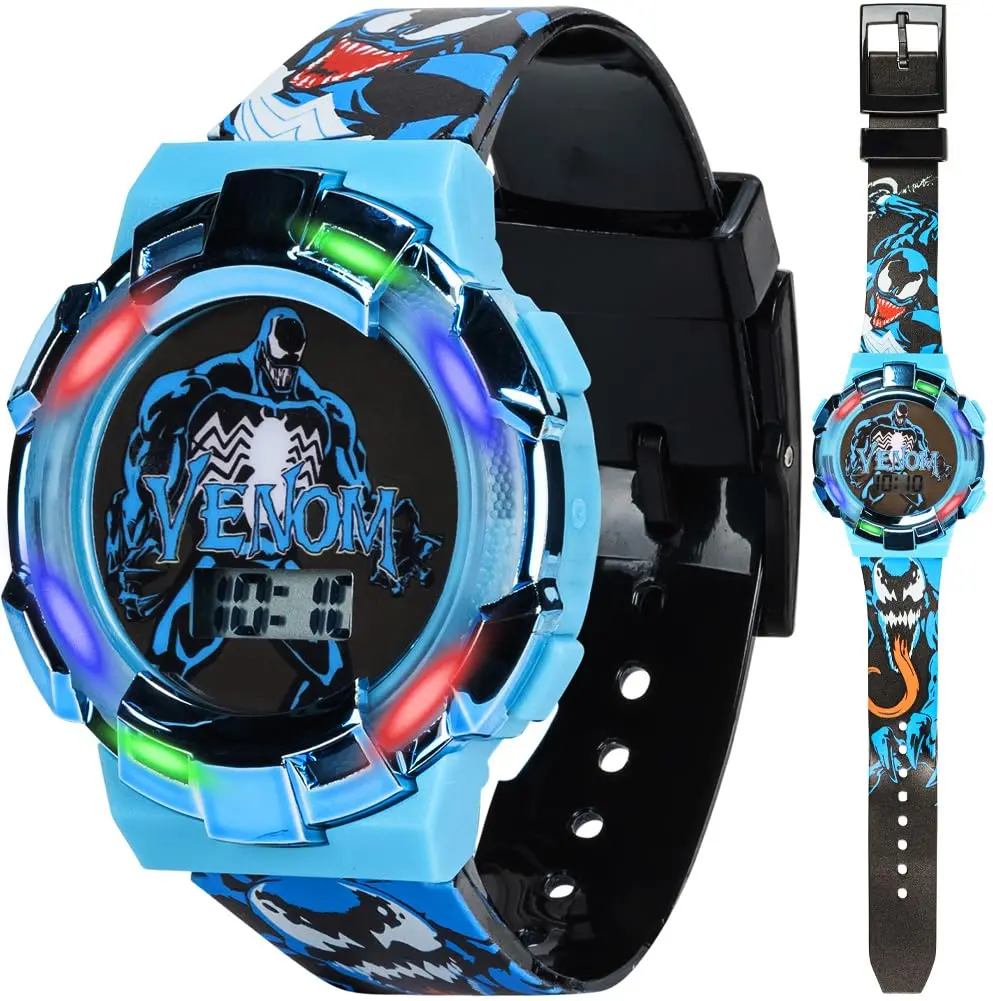 Accutime Marvel Venom Kids Watch – Light-Up Bezel, LCD Display, Adjustable Plastic Strap (Childrens, Multicolor) - main product image