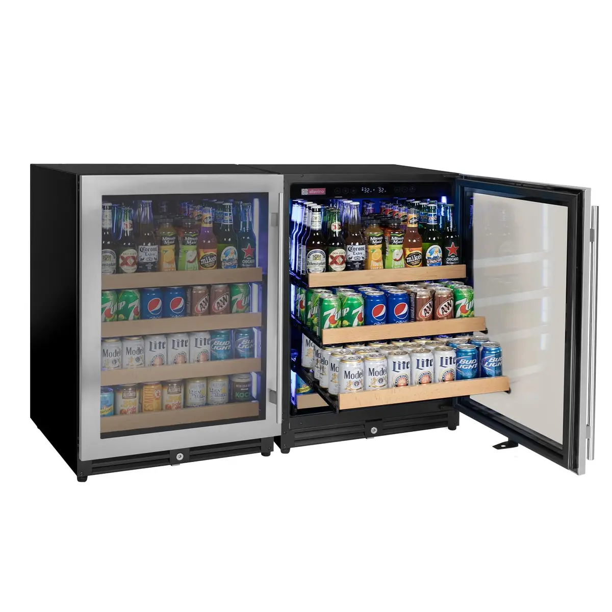 Allavino Reserva Series Stainless Steel Side-by-Side Beverage Center 2X-VSBC24L-SS | Precise Temperature Control & Elegant Design - view 2
