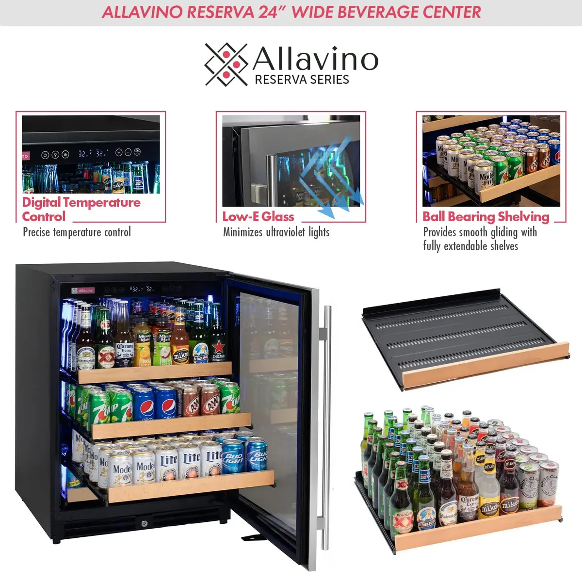 Allavino Reserva Series Stainless Steel Side-by-Side Beverage Center 2X-VSBC24L-SS | Precise Temperature Control & Elegant Design - view 4