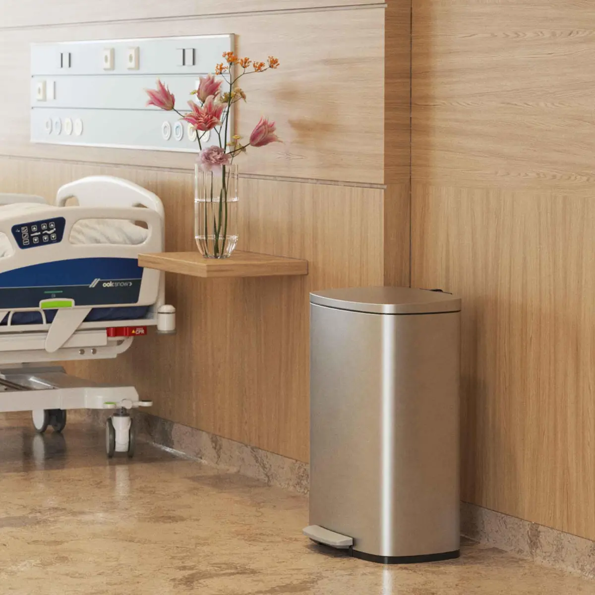 HLS COMMERCIAL 13.2 Gallon / 50L Fire-Resistant Stainless Steel Step Trash Can for Office, Restaurant, Hotel, Store, Business – FM Approved with Odor Filter and Removable Inner Bucket - view 2