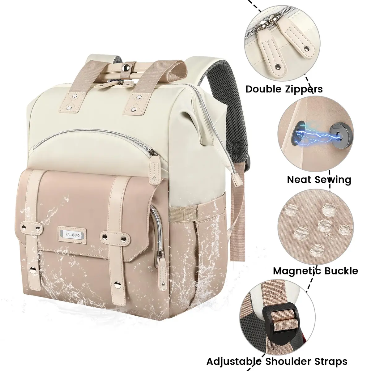 FALANKO Water Resistant Laptop Backpack for Women, 15.6 Inch | Large Capacity & RFID Security - view 3