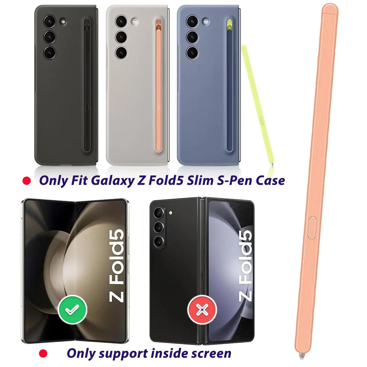 LiXiongBao Galaxy Z Fold 5/6 S Pen Fold Edition (Orange) | Slim, Accurate Control, Long-Lasting Stylus - view 5