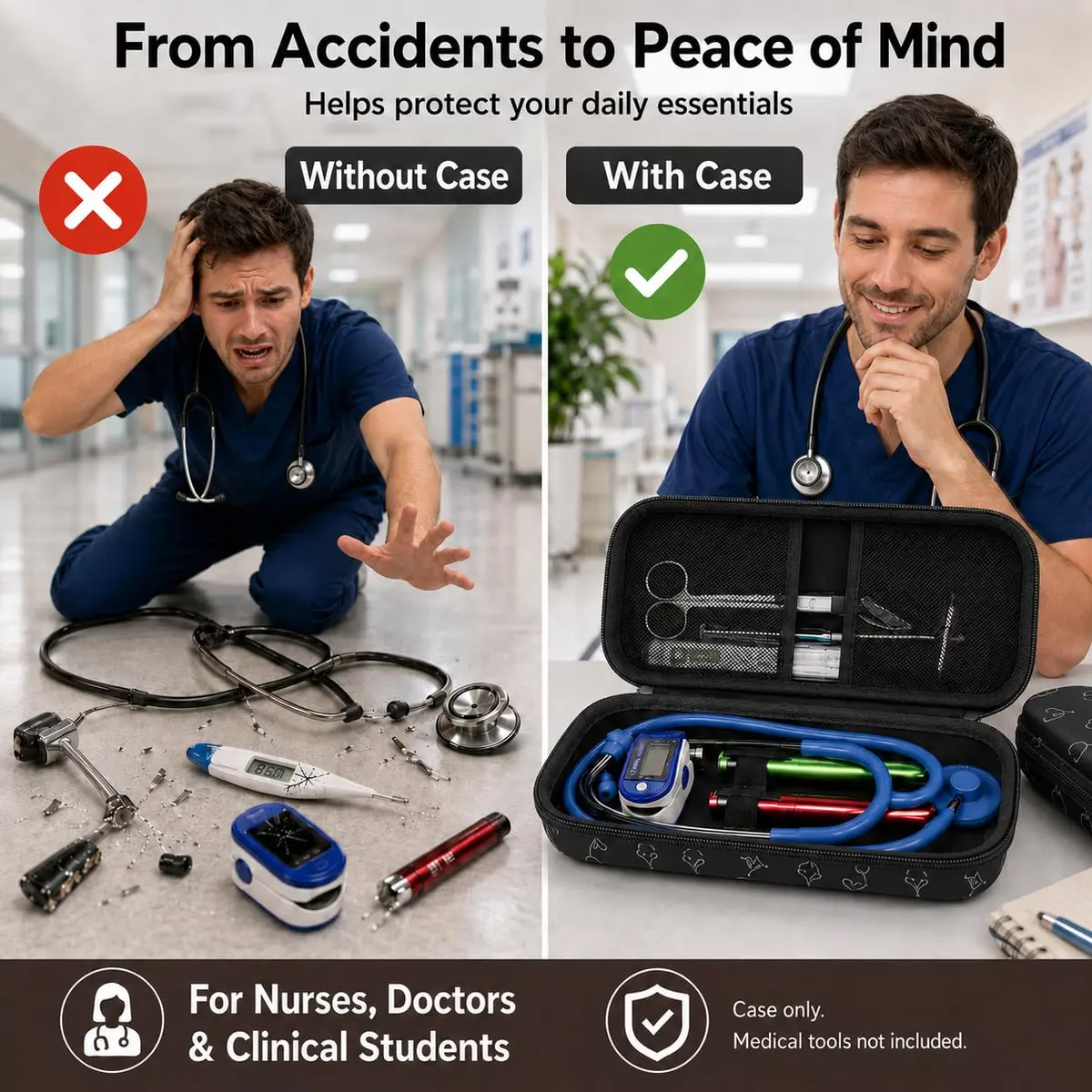 ALKOO Stethoscope Case for 3M Littmann Classic III/Cardiology IV, Blackheart | Hard Shell Protection for Medical Professionals - view 6