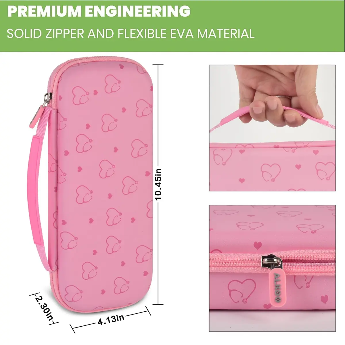ALKOO Stethoscope Case for 3M Littmann Classic III/Cardiology IV & MDF, Pink | Heavy Duty EVA Hard Shell Organizer with Smart Storage for Medical Professionals - view 4