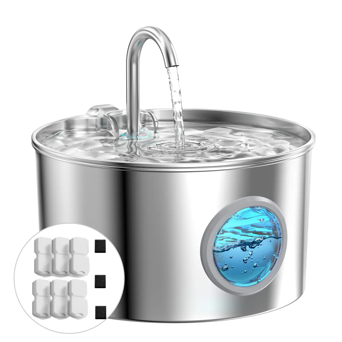 GIOTOHUN Cat Water Fountain Stainless Steel 2.2L | Quiet, Durable & Easy to Clean - main product image