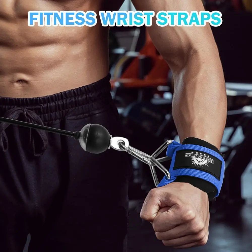 Lights Mountain Wrist Cuffs for Cable Machines – Padded & Adjustable Straps for Strength Training (Blue L) - view 5