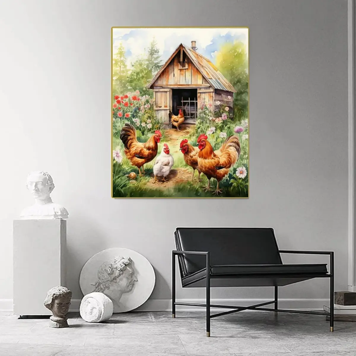 MjhRcll Stamped Cross Stitch Kit Chicken Embroidery Starter Kit 30x40cm (12x16 Inch) | Beginner Friendly Animal Design - view 3