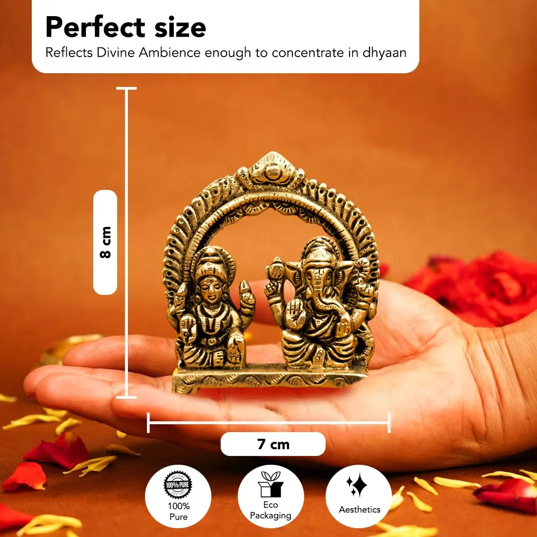 Ekhasa Brass Laxmi Ganesh Murti in Red Velvet Gift Box | Sacred Home & Gifting Decor - view 5