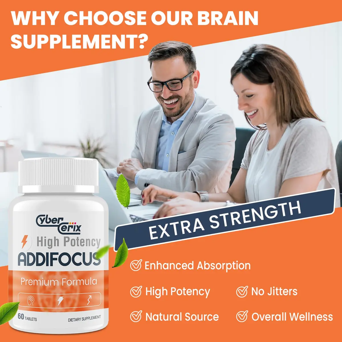 CyberCerix 17-in-1 Brain Supplement for Memory & Focus | Natural Nootropic Tablets for Concentration, Clarity, Energy & Focus - 60 Tablets - view 4