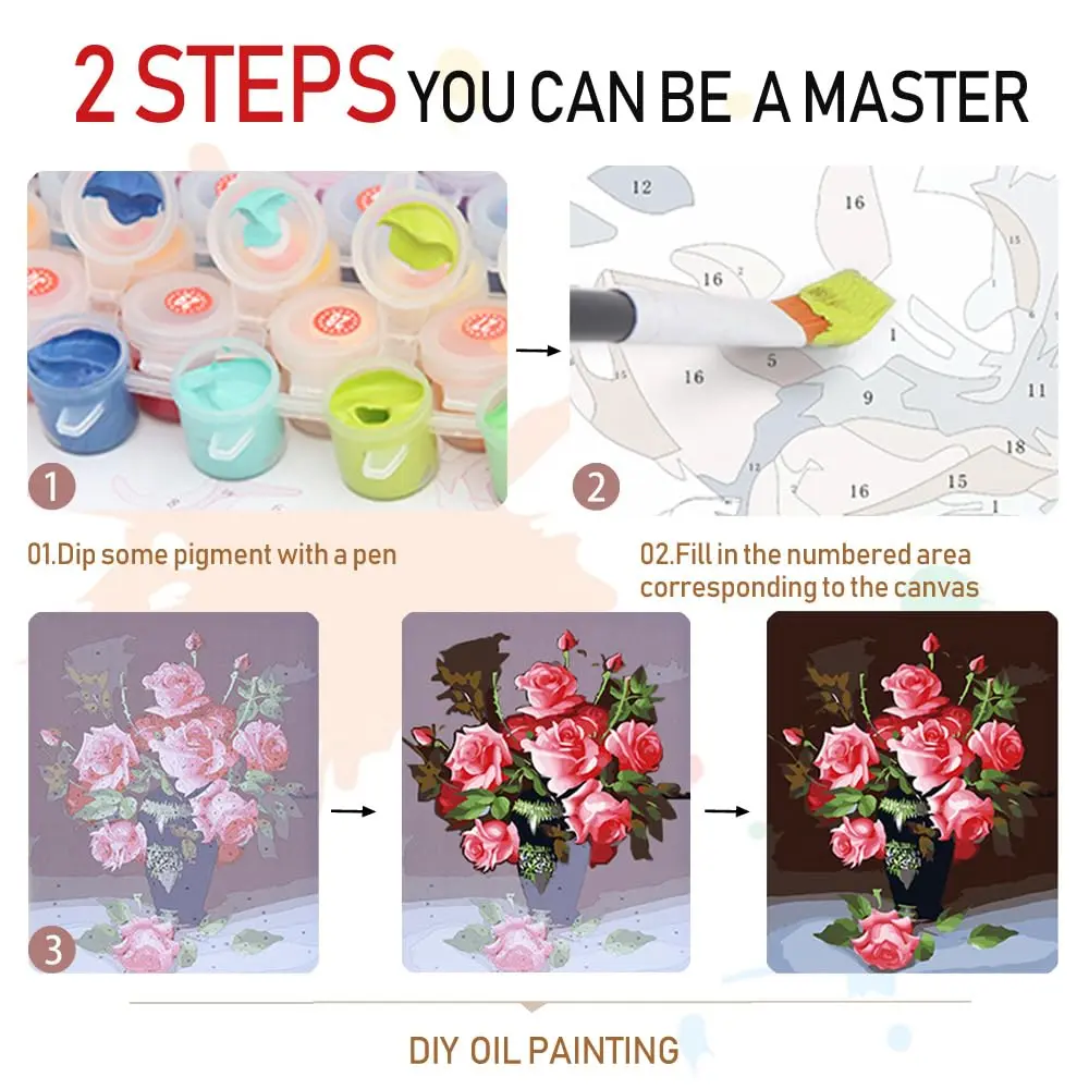 Amphol Paint by Numbers Kit for Adults | Watercolor Canvas Art 16"x20" - view 6