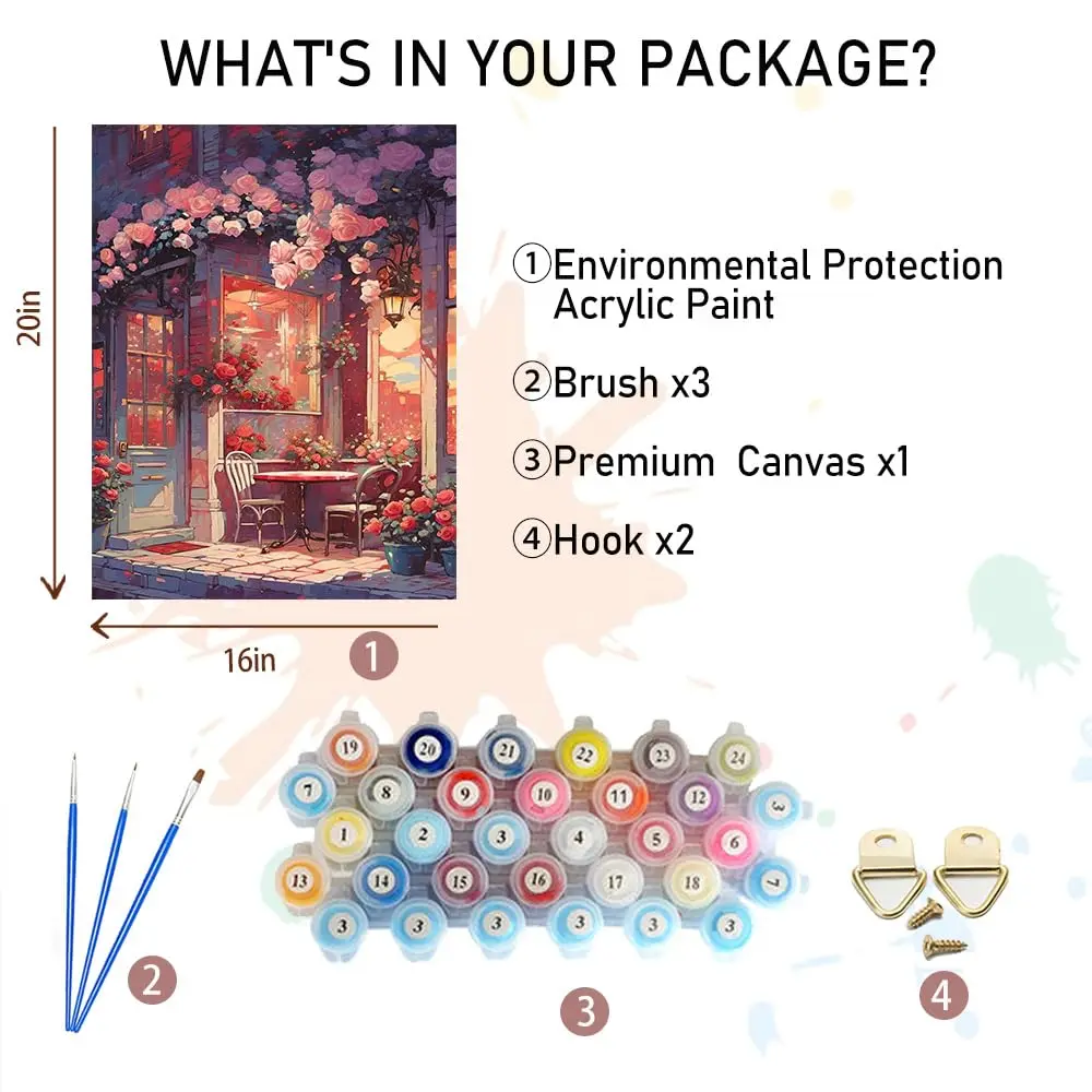 Amphol Paint by Numbers Kit for Adults | Watercolor Canvas Art 16"x20" - view 7