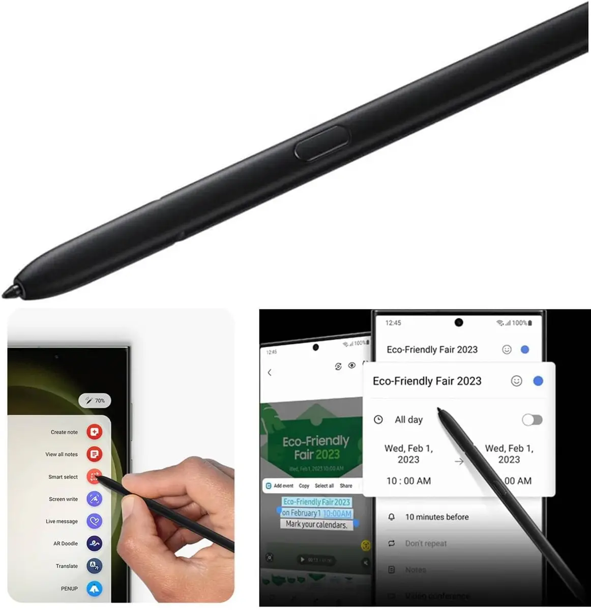 TYHJ S22 Ultra Pen with Bluetooth | 4096 Pressure Sensor, Replacement Tips (Black) for Galaxy S22 Ultra - view 4