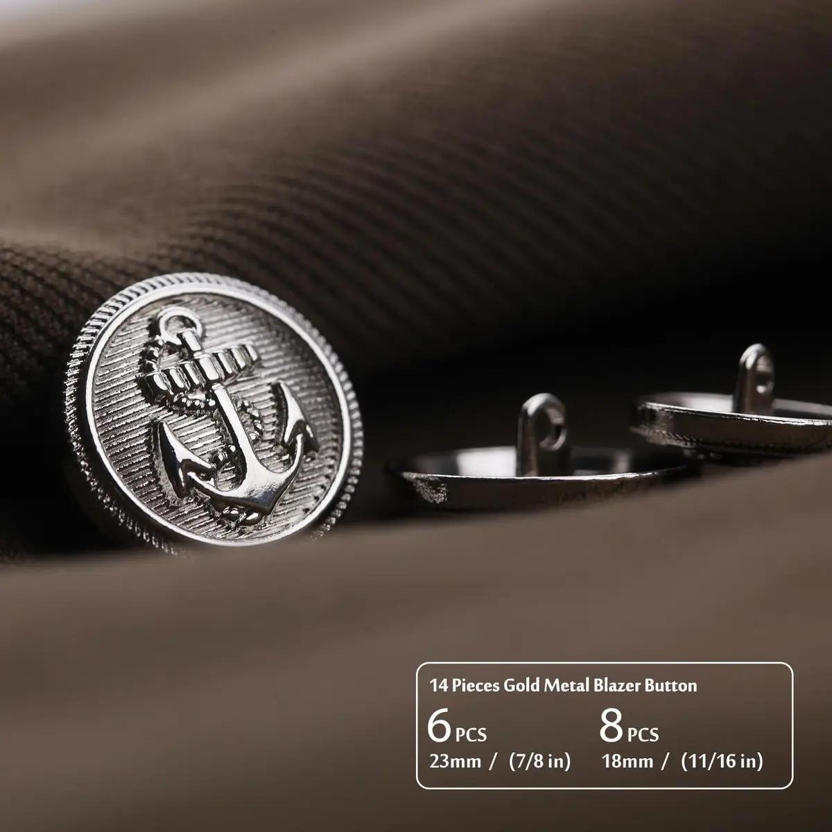 Xentrlologic Silver Metal Blazer Buttons Set 18mm & 23mm | Durable Zinc Alloy for Men Suit & Coat - view 2