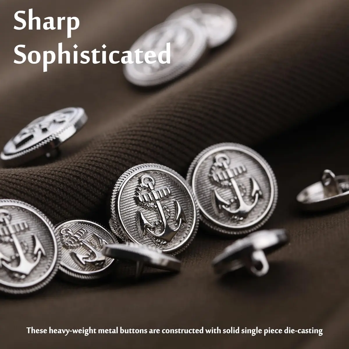 Xentrlologic Silver Metal Blazer Buttons Set 18mm & 23mm | Durable Zinc Alloy for Men Suit & Coat - view 3