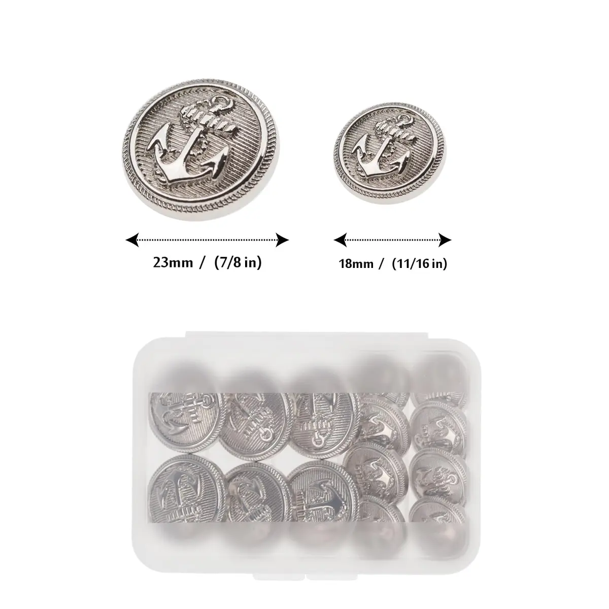 Xentrlologic Silver Metal Blazer Buttons Set 18mm & 23mm | Durable Zinc Alloy for Men Suit & Coat - view 4