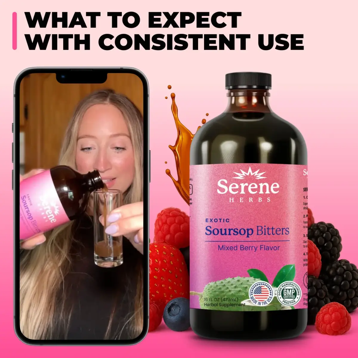 Serene Herbs Soursop Bitters Liquid 473ml (16 Fl Oz) | Supports Gut Cleanse & Immune Boost - view 5