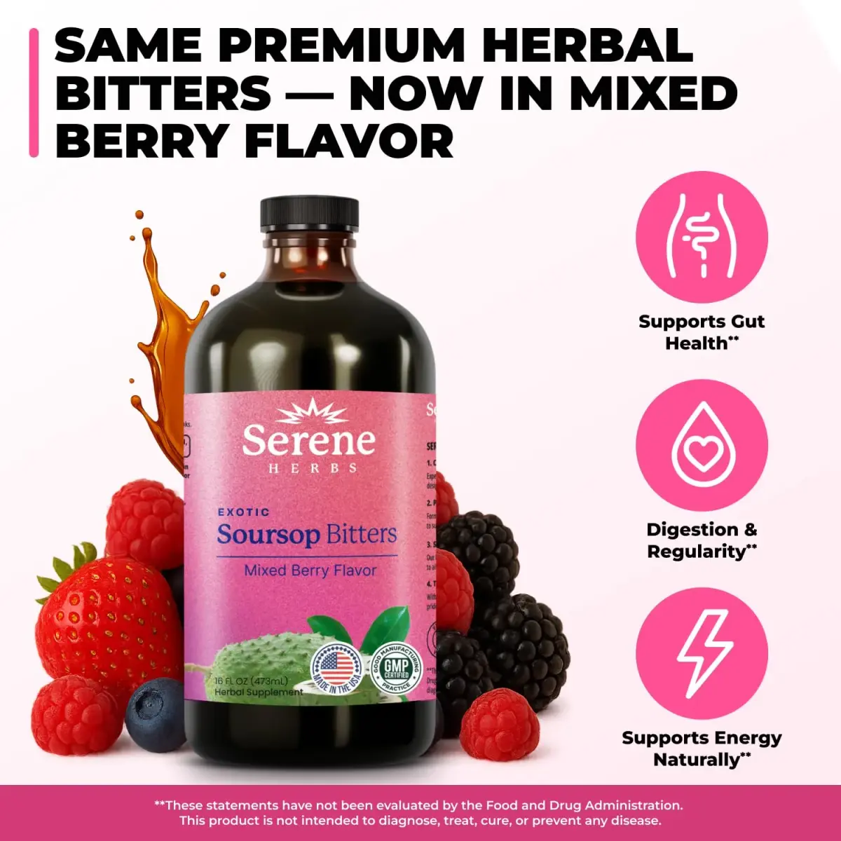 Serene Herbs Soursop Bitters Liquid 473ml (16 Fl Oz) | Supports Gut Cleanse & Immune Boost - view 2