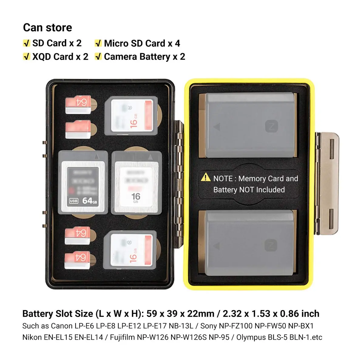 JJC Camera Battery Memory Card Case Water-Resistant & Shockproof | Organizer for Canon Nikon Sony Fujifilm Olympus - view 2