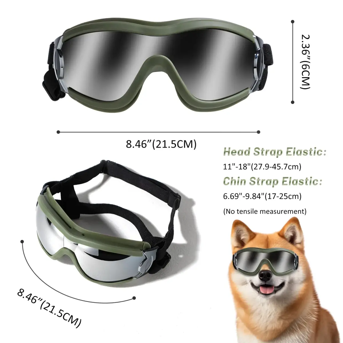 NVTED Dog Sunglasses Goggles for Medium to Large Dogs | UV Protection, Wind & Dust Shield (Green) - view 3