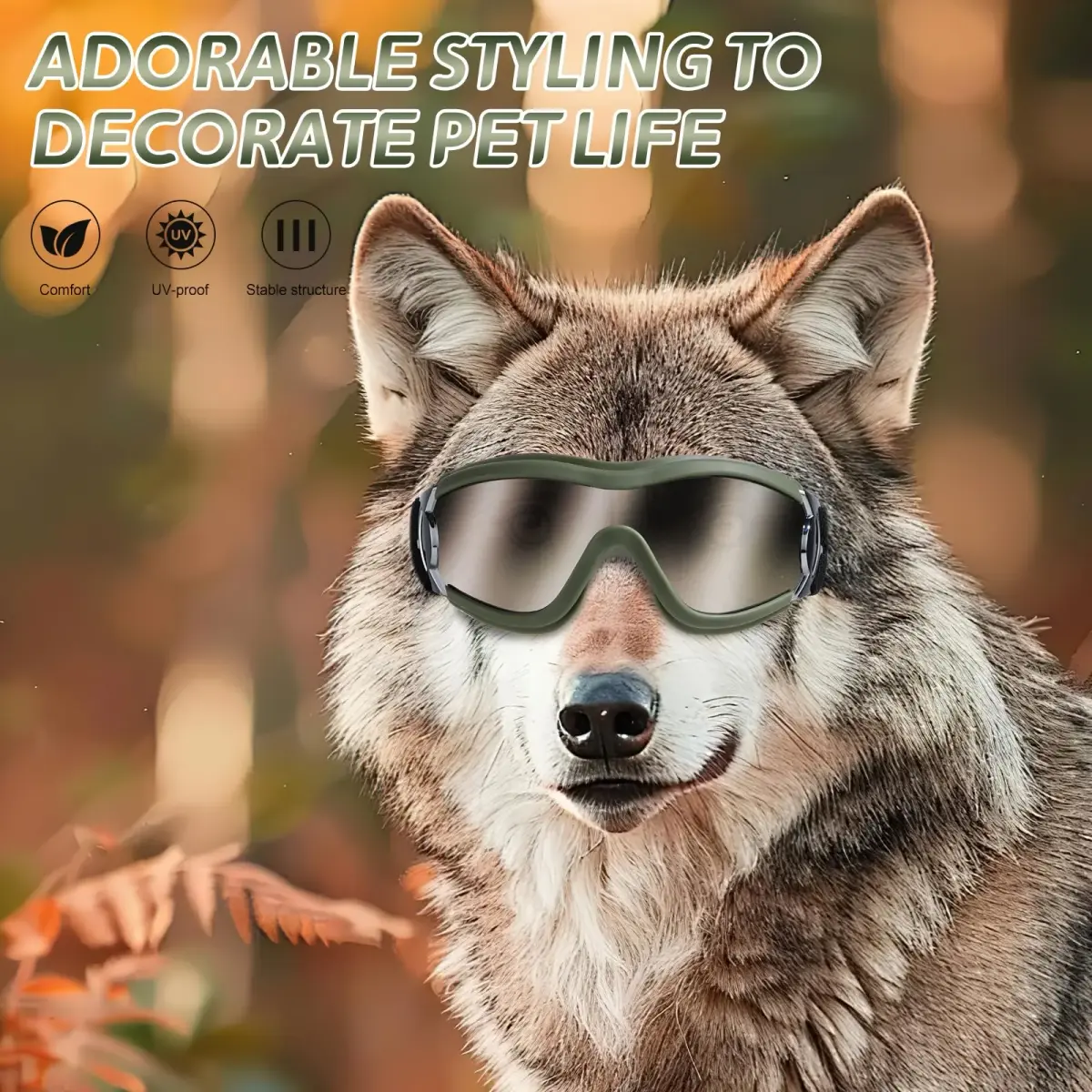 NVTED Dog Sunglasses Goggles for Medium to Large Dogs | UV Protection, Wind & Dust Shield (Green) - view 4