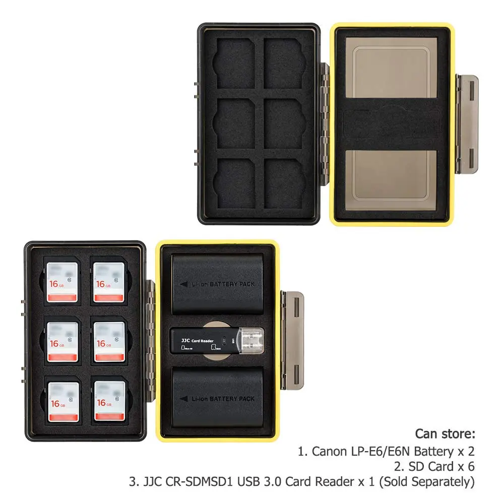 JJC LP-E6 LP-E6N LP-E6NH Battery SD Card Case Holder for 6 SD 2 Battery Water-Resistant Camera Storage (15.99 USD) - view 2
