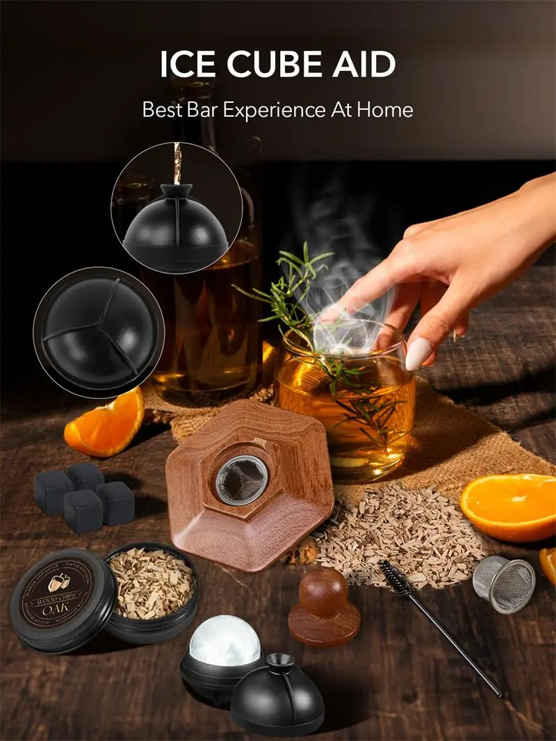 CAMKEY 23Pcs Whiskey Smoker Kit with Torch & 12 Wood Chips | Oak Wood Infuser Set - view 5