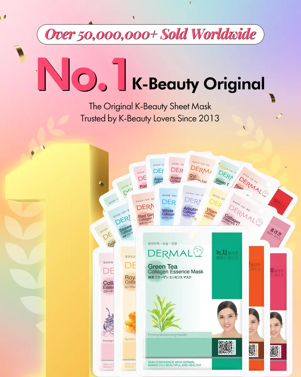 DERMAL 32 Combo Pack Korean Facial Sheet Masks | Hydrating, Brightening, Elasticizing for All Skin Types - view 2