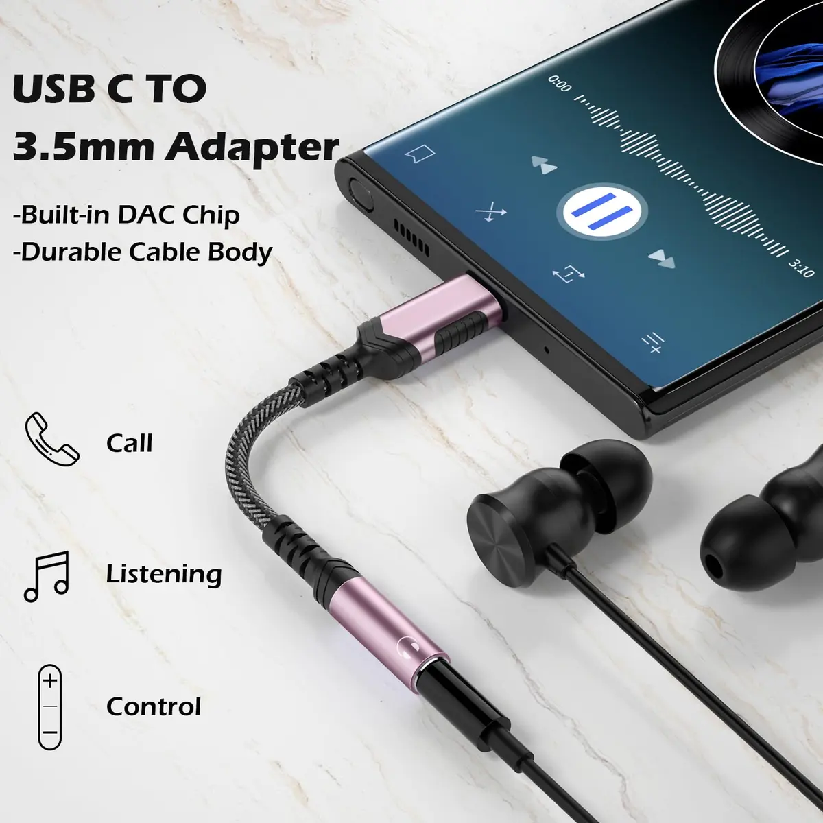 iMangoo USB C to 3.5mm Headphone Adapter | High-Quality DAC, Compact & Durable (≤120 chars) - view 2