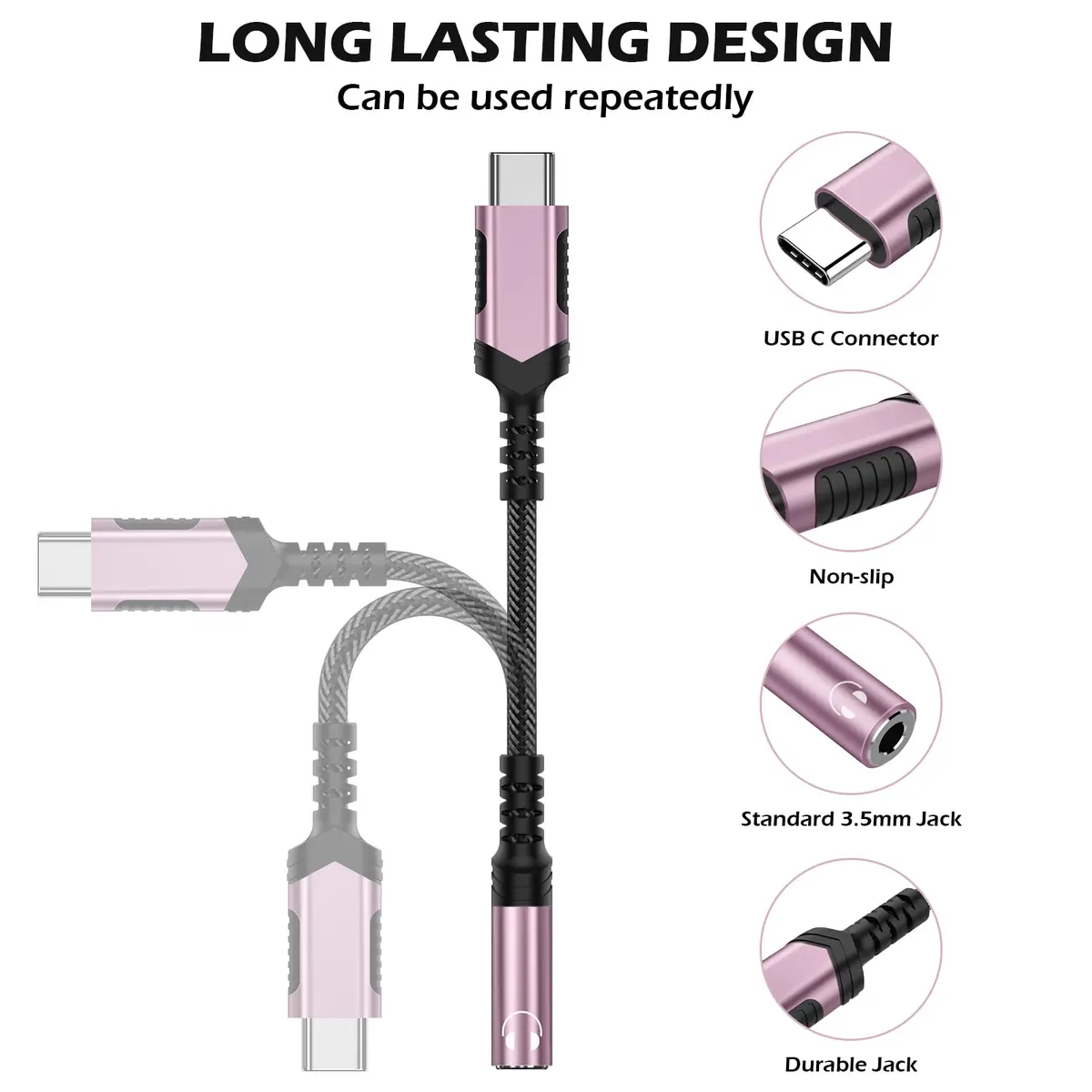 iMangoo USB C to 3.5mm Headphone Adapter | High-Quality DAC, Compact & Durable (≤120 chars) - view 3