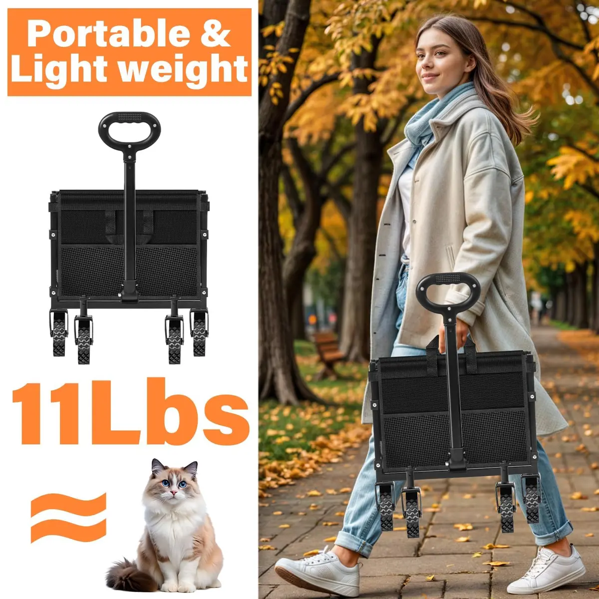 LIAPOTT Wagons Carts Foldable, 360lbs Collapsible Wagon with Wheels | Portable Garden & Camping Cart - view 3