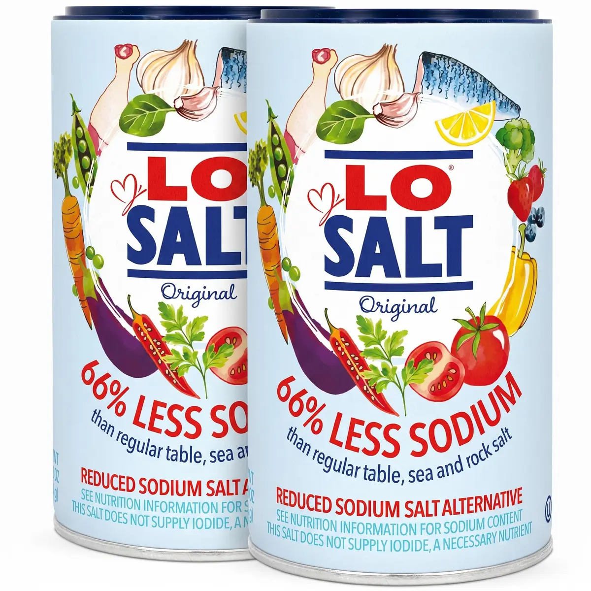 LoSalt Reduced Sodium Salt | Original (non-iodised) | Great Tasting Salt Alternative with 66% Less Sodium (12.25 oz x 2) - main product image
