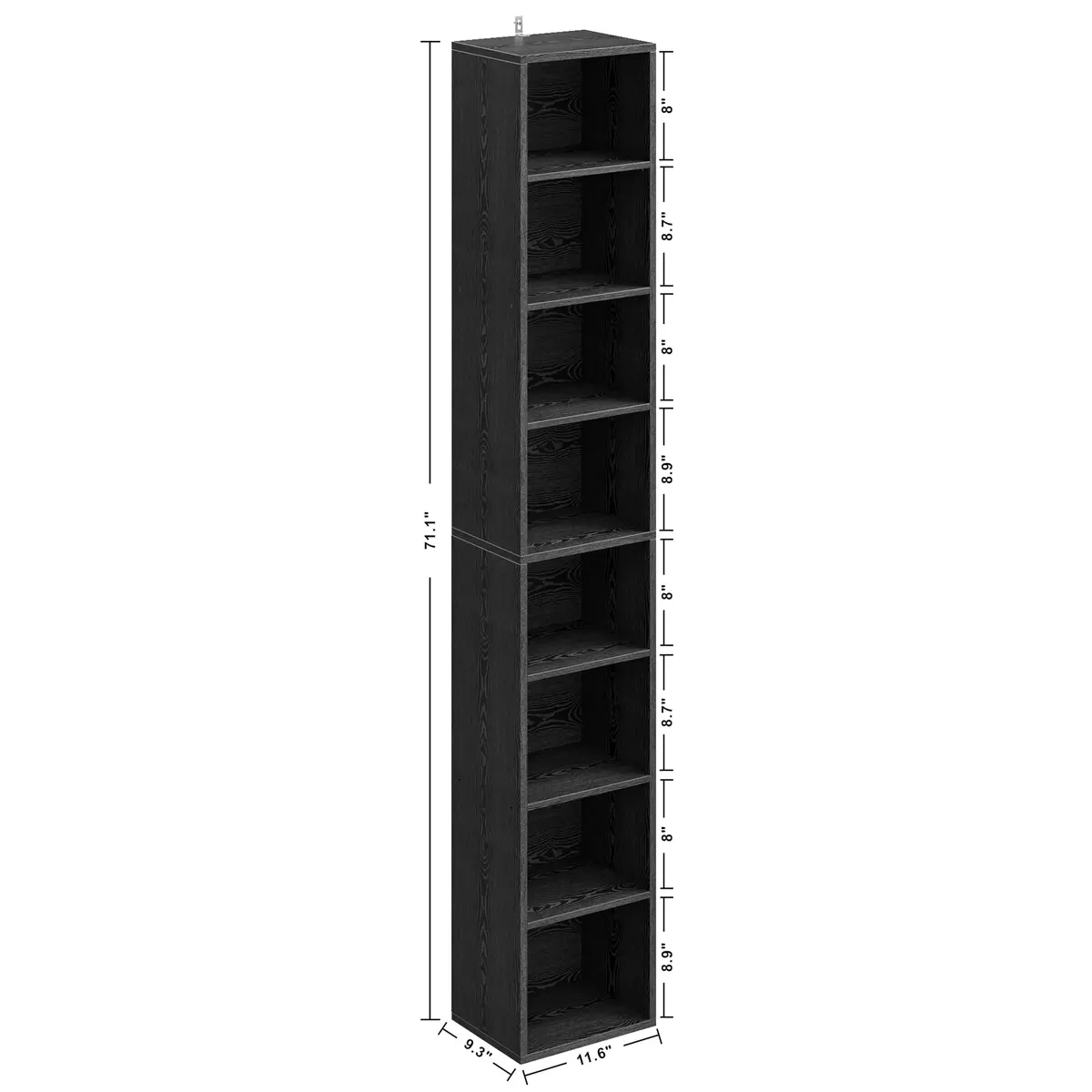 IRONCK Tall Narrow Bookshelf 8 Tiers | Compact Corner Floor Standing Storage 71 in Tall - view 6
