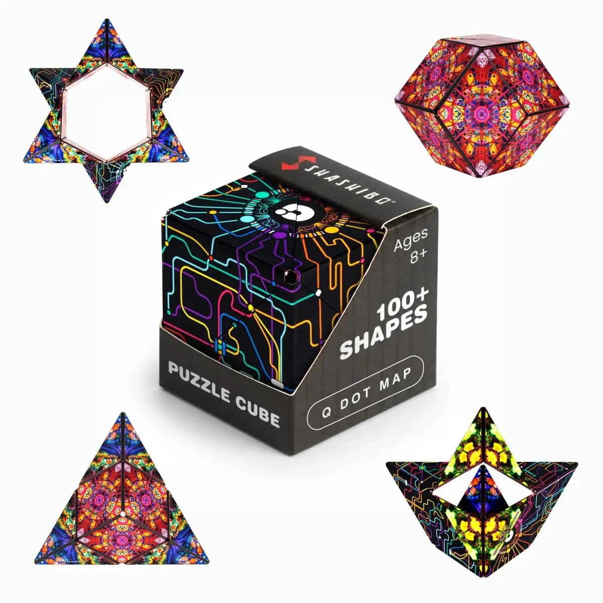 Shashibo DODECA Magnetic Puzzle Cube, Qdot Map, 6.4 cm (2.5 inches) | 100+ Shapes for Focus & Stress Relief - main product image