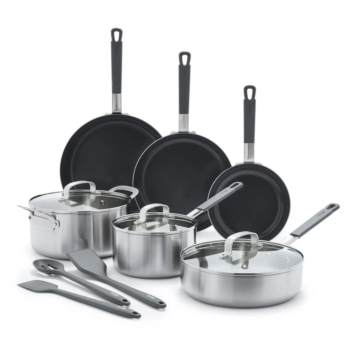 GreenPan x Bobby Flay Stainless Steel 12 Piece Cookware Set | Professional Grade Tri-Ply, PFAS-Free Nonstick, Induction & Oven Safe - main product image
