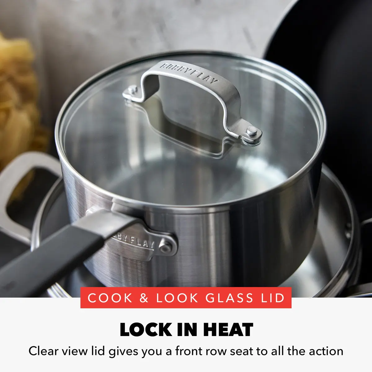 GreenPan x Bobby Flay Stainless Steel 12 Piece Cookware Set | Professional Grade Tri-Ply, PFAS-Free Nonstick, Induction & Oven Safe - view 5