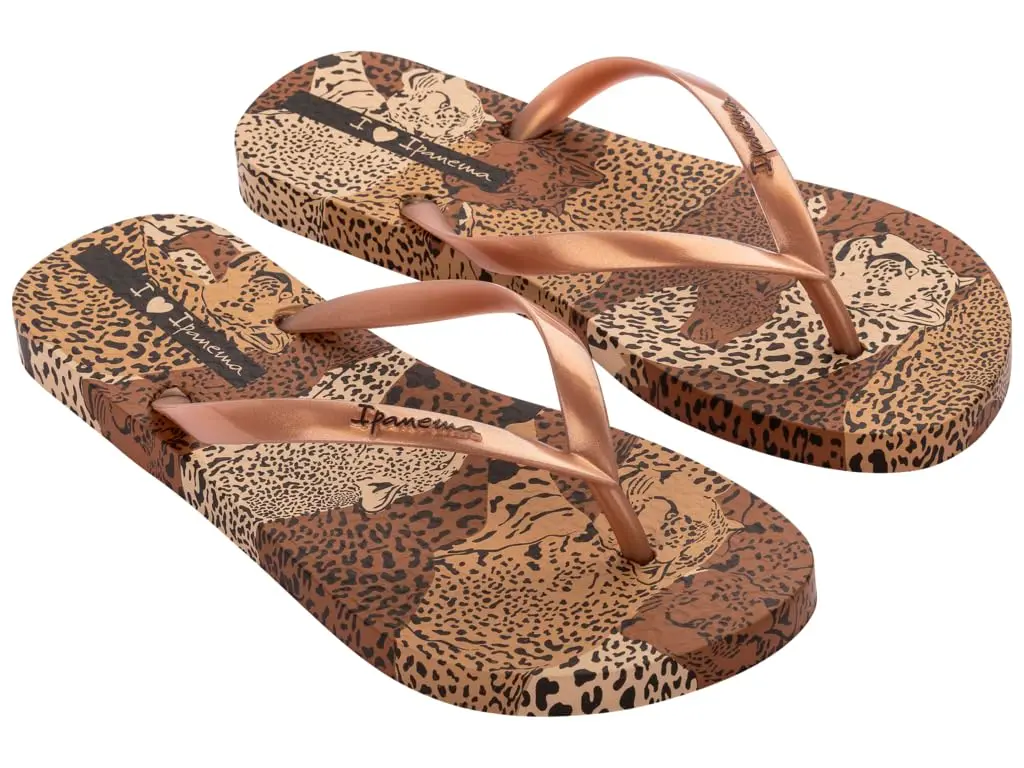 Ipanema Women's Animal Print Vi Fem Flip Flops Beige Gold Brown 6 | Elegant Animal Motif with Recyclable PVC - main product image