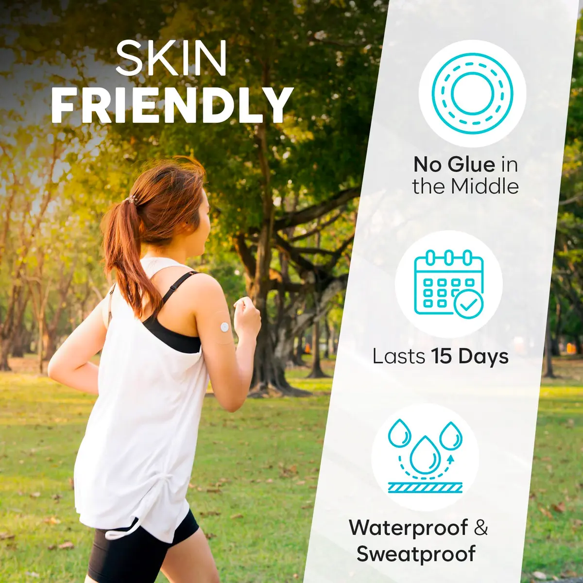 Adamson Freestyle Libre 2 Waterproof Sensor Cover 20 Pack | No Glue, Skin-Friendly, Discreet & Durable - view 5