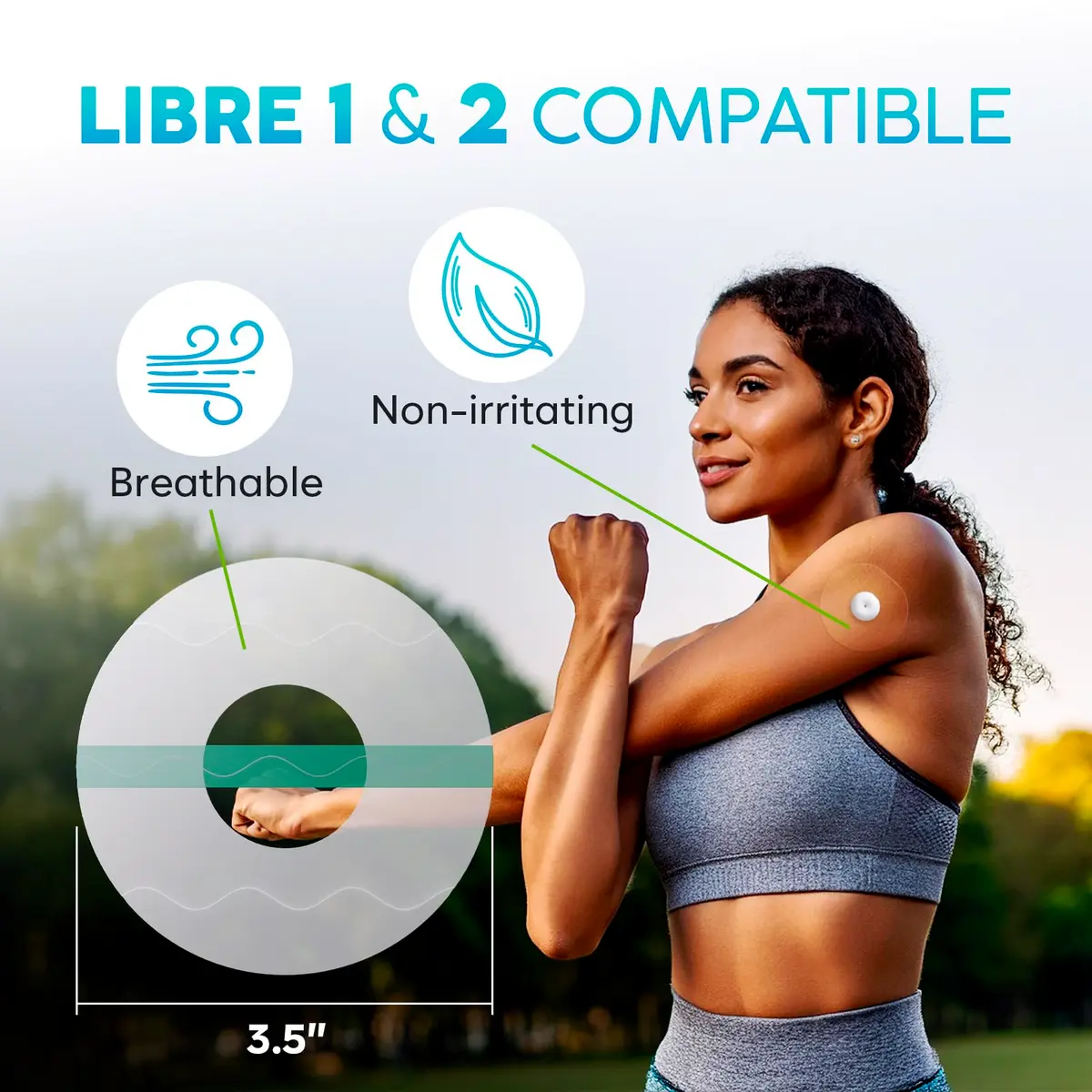 Adamson Freestyle Libre 2 Waterproof Sensor Cover 20 Pack | No Glue, Skin-Friendly, Discreet & Durable - view 2