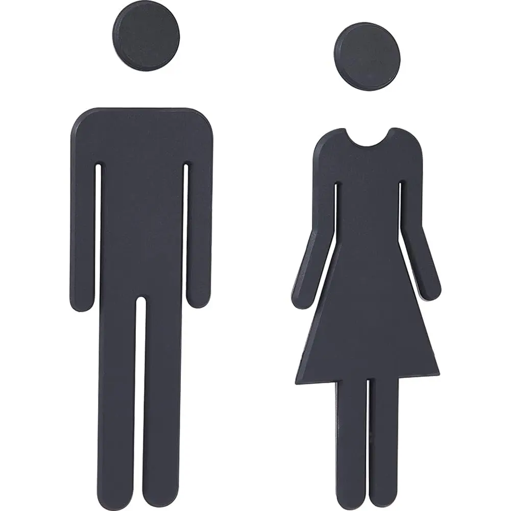 GORGECRAFT Black 2pcs Signage | Self-Adhesive Restroom Identification Signs for Hotels, Offices, and Public Spaces - main product image