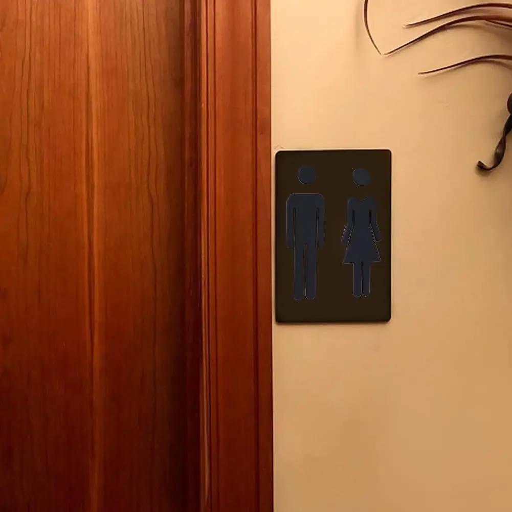 GORGECRAFT Black 2pcs Signage | Self-Adhesive Restroom Identification Signs for Hotels, Offices, and Public Spaces - view 5