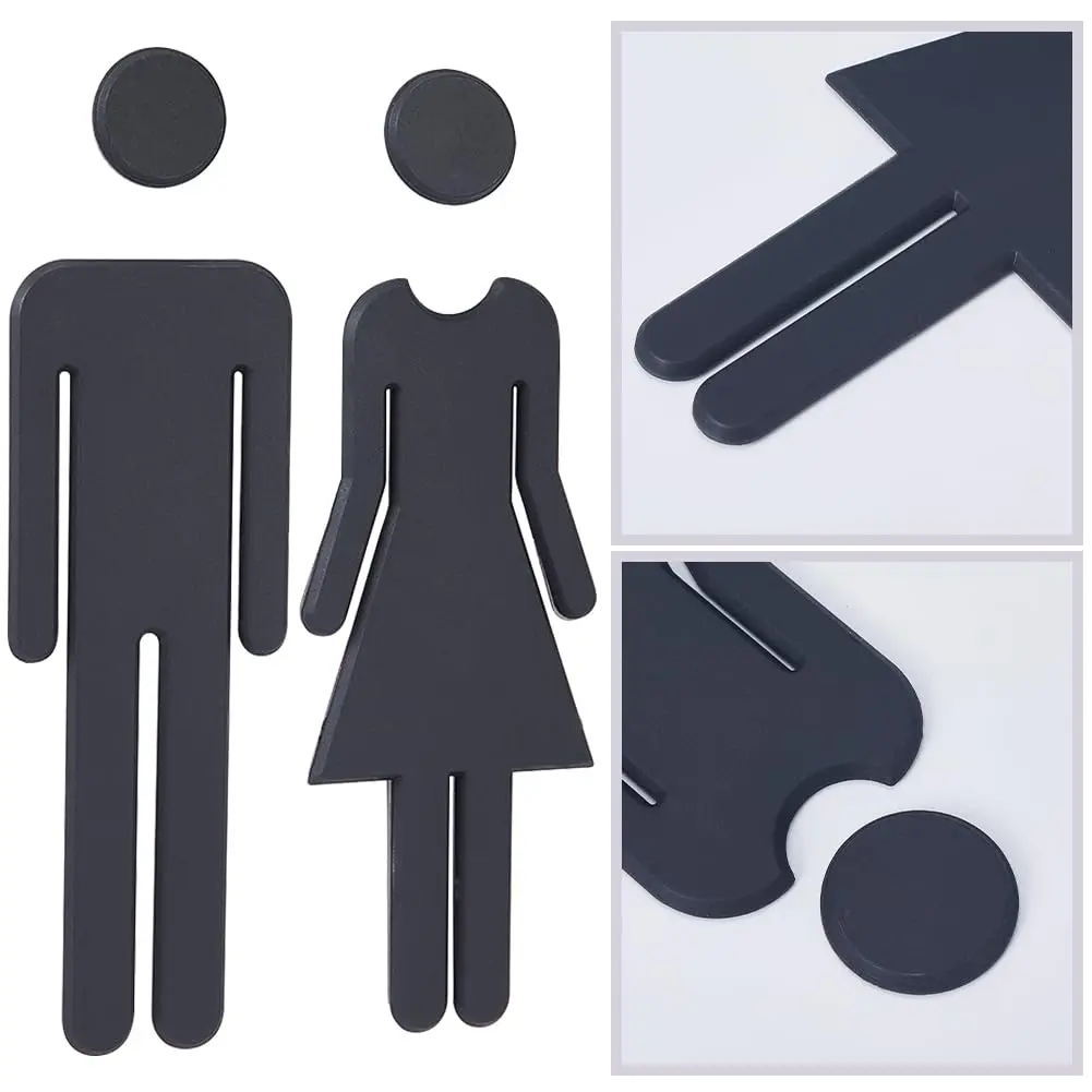 GORGECRAFT Black 2pcs Signage | Self-Adhesive Restroom Identification Signs for Hotels, Offices, and Public Spaces - view 6