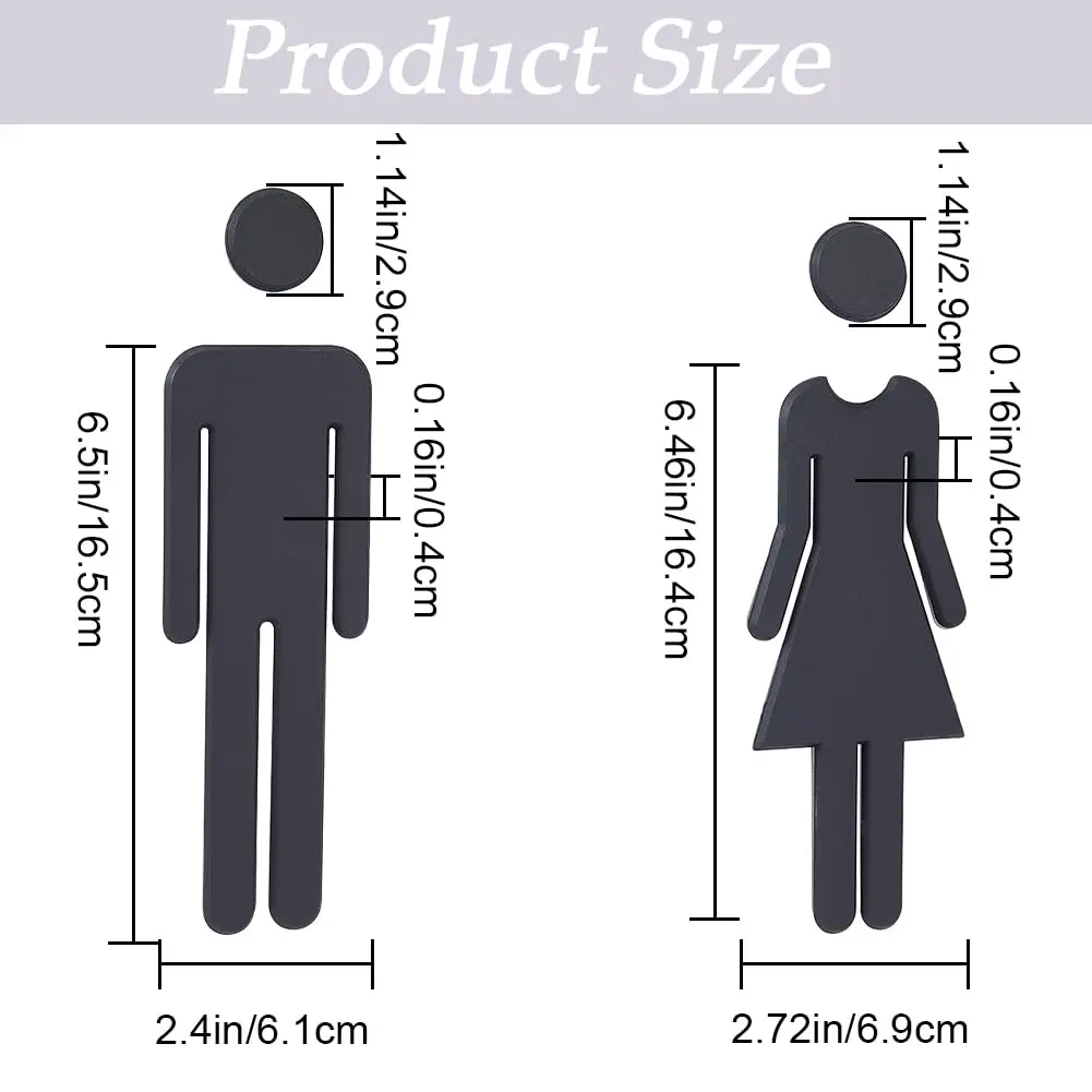 GORGECRAFT Black 2pcs Signage | Self-Adhesive Restroom Identification Signs for Hotels, Offices, and Public Spaces - view 2