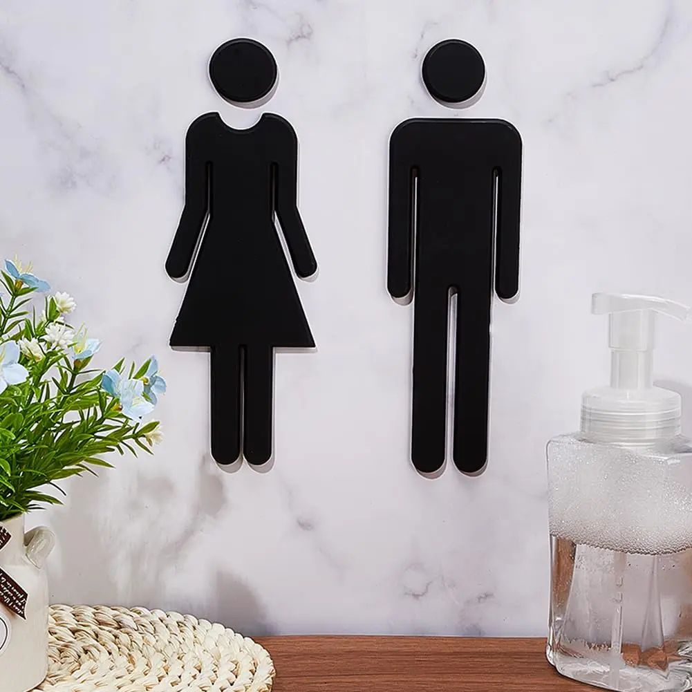 GORGECRAFT Black 2pcs Signage | Self-Adhesive Restroom Identification Signs for Hotels, Offices, and Public Spaces - view 4