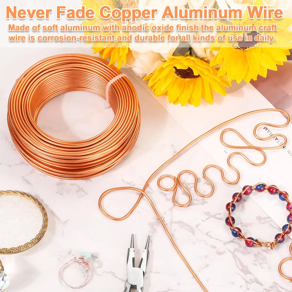 Cruzix Aluminum Craft Wire 12 Gauge (2mm) 34m | Bendable, Rust-Resistant Wire for Jewelry Making & Sculpting - view 2