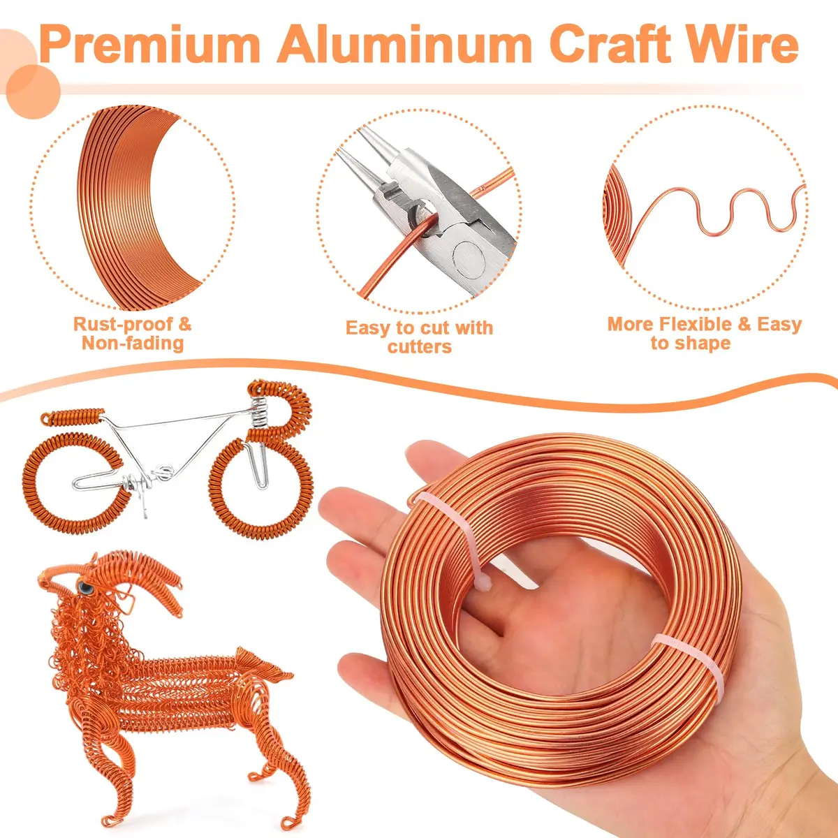Cruzix Aluminum Craft Wire 12 Gauge (2mm) 34m | Bendable, Rust-Resistant Wire for Jewelry Making & Sculpting - view 4