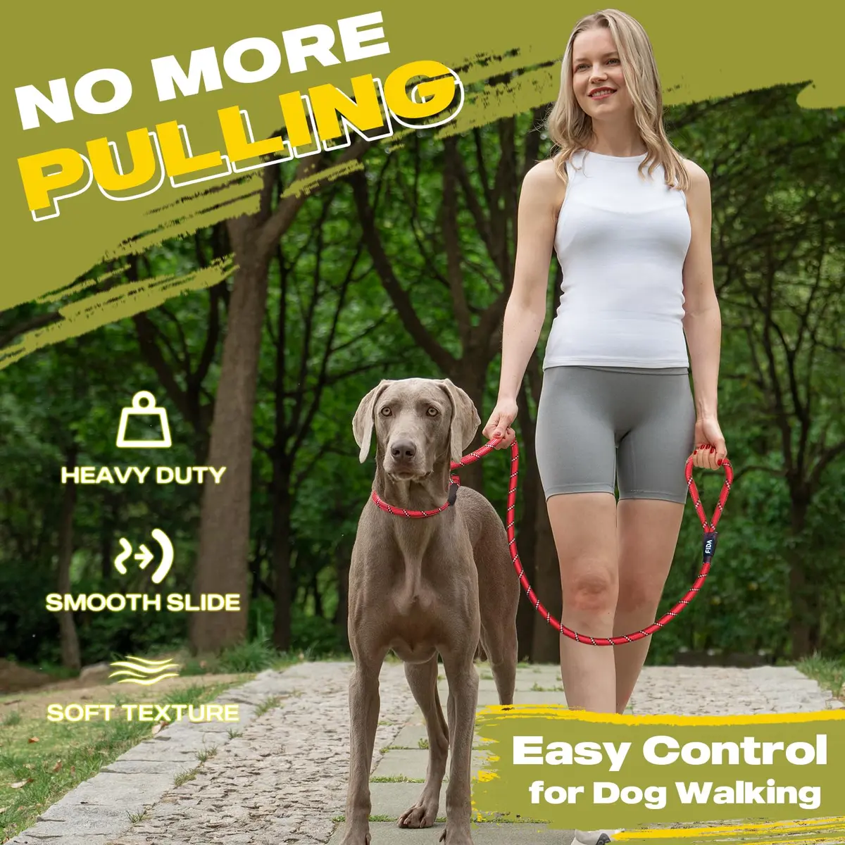 Fida Dog Leash 4 ft x 1/2" | Anti-pull Slip Lead for Large & Medium Dogs - view 2