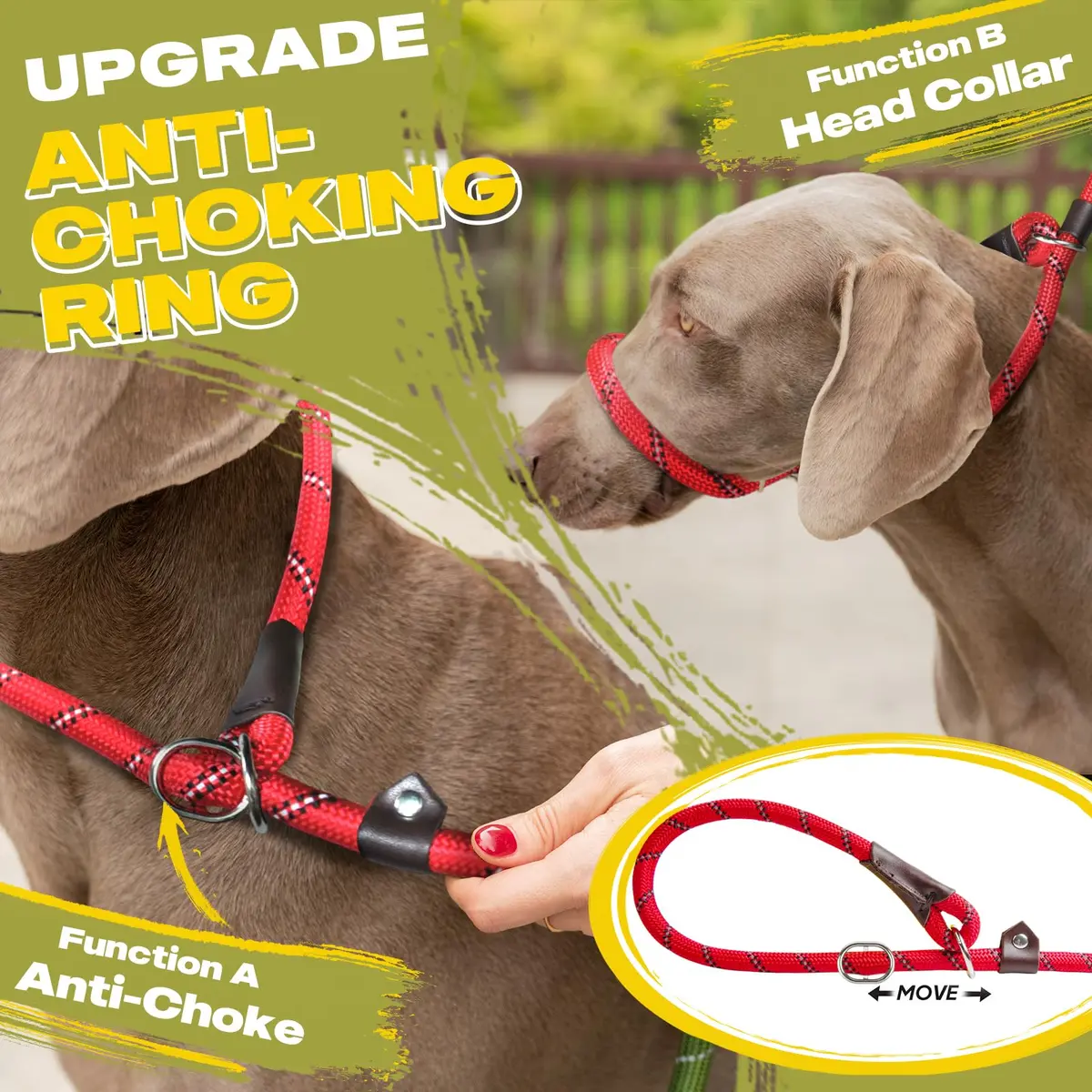 Fida Dog Leash 4 ft x 1/2" | Anti-pull Slip Lead for Large & Medium Dogs - view 3