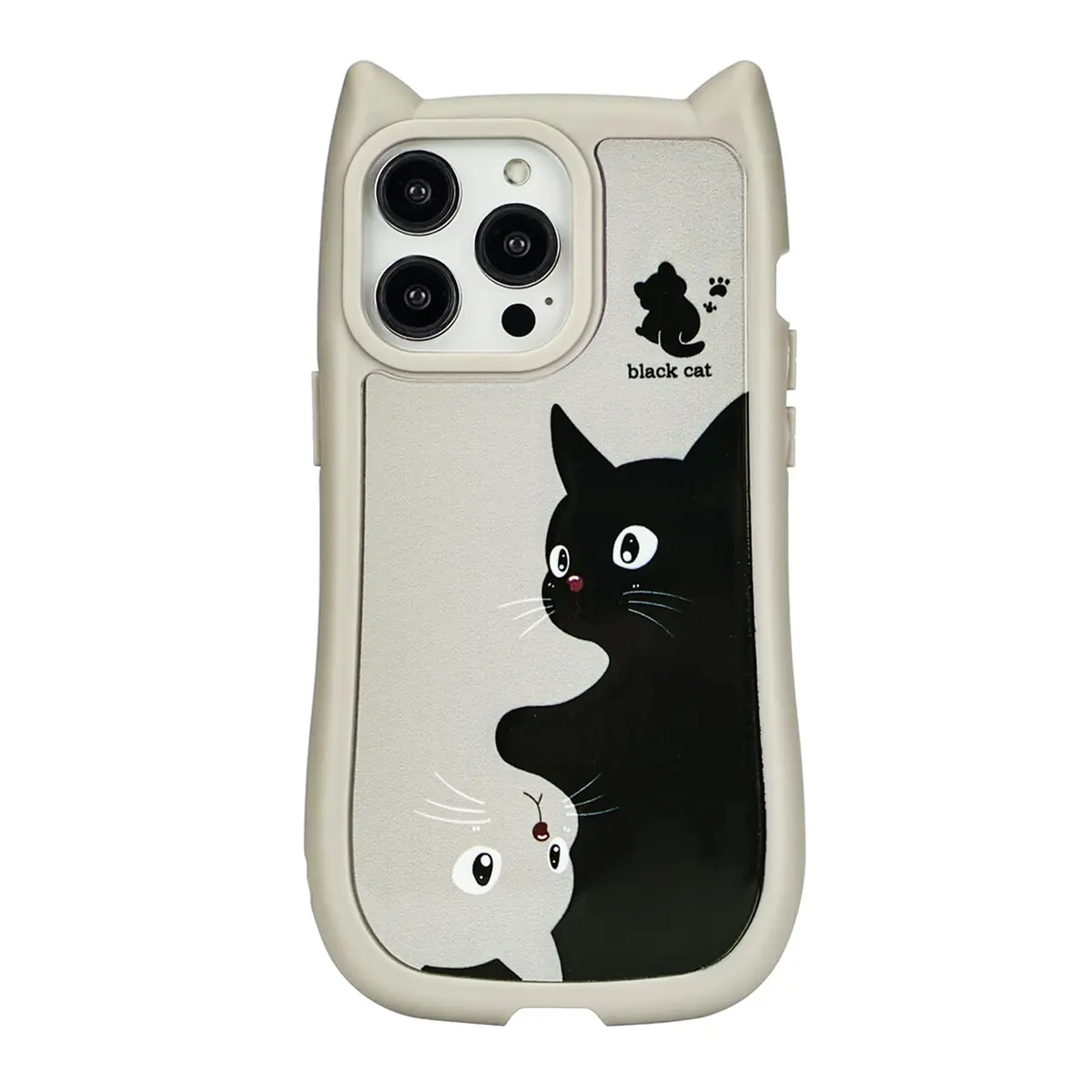 Uioeua Compatible with iPhone 14 Pro Case | Cute Kawaii Cat Cartoon 3D Ears Design | Gray - main product image