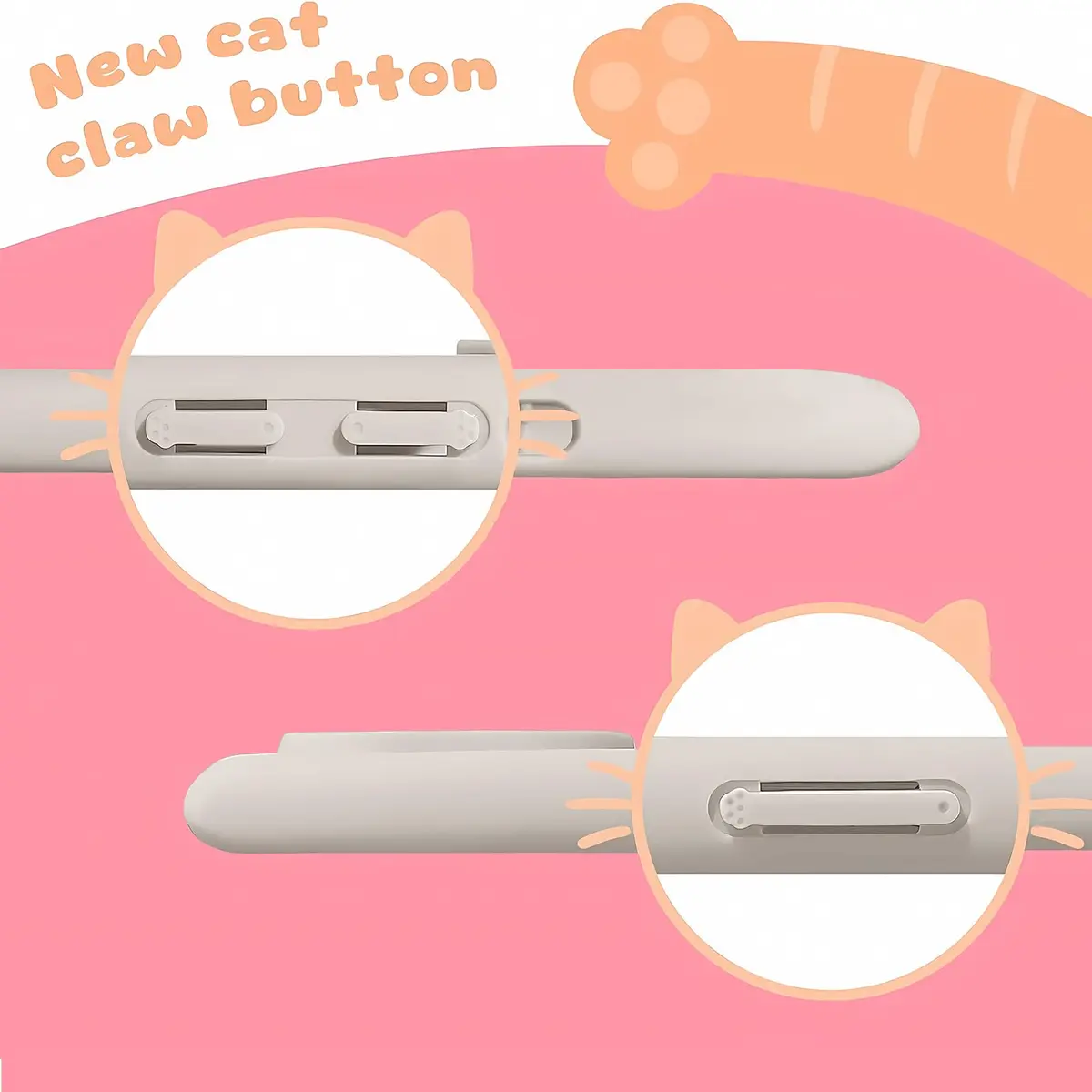 Uioeua Compatible with iPhone 14 Pro Case | Cute Kawaii Cat Cartoon 3D Ears Design | Gray - view 3