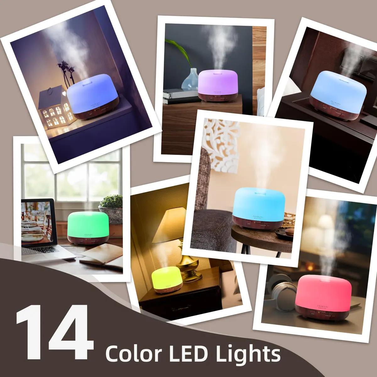 ASAKUKI Essential Oil Diffuser for Home, 500ML Aromatherapy Humidifier with Remote Control & 7 Color LED Lights | 168.9ml (5.74 Fl Oz) Coverage - view 6